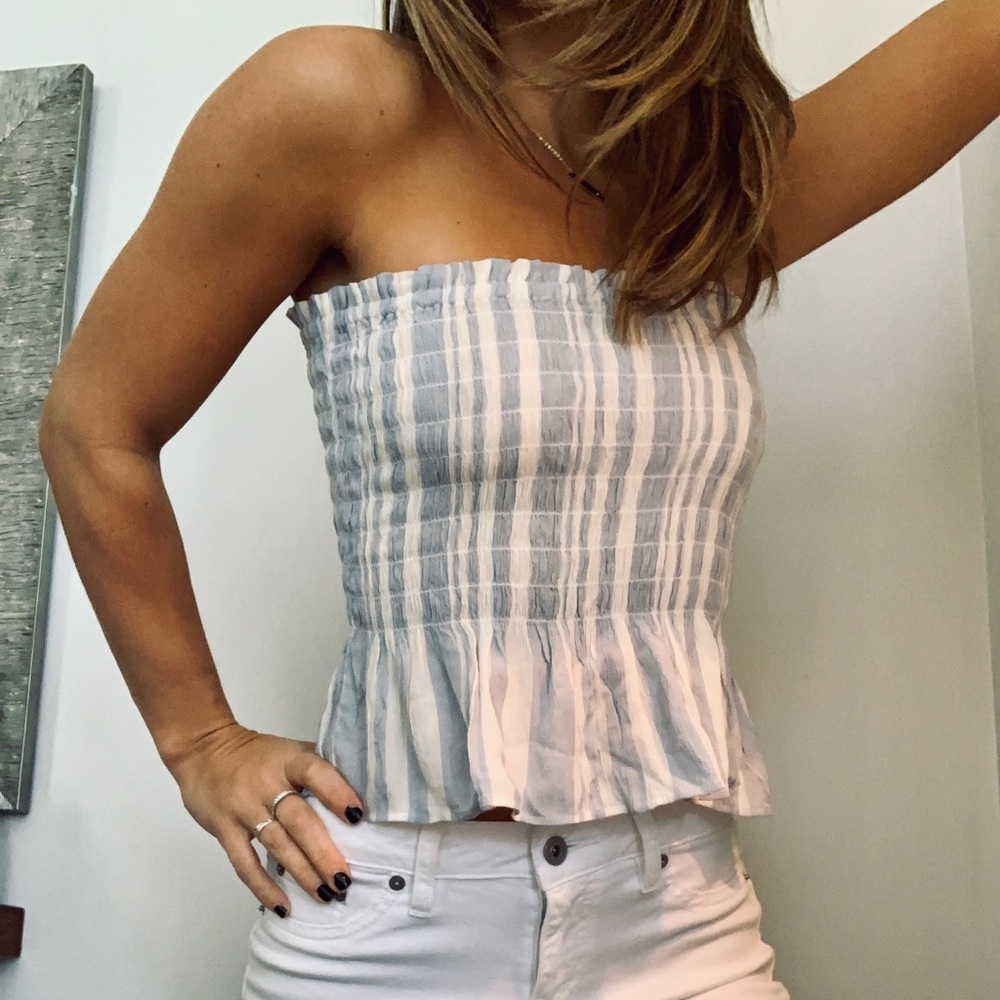 Blue/White striped Tube Top!